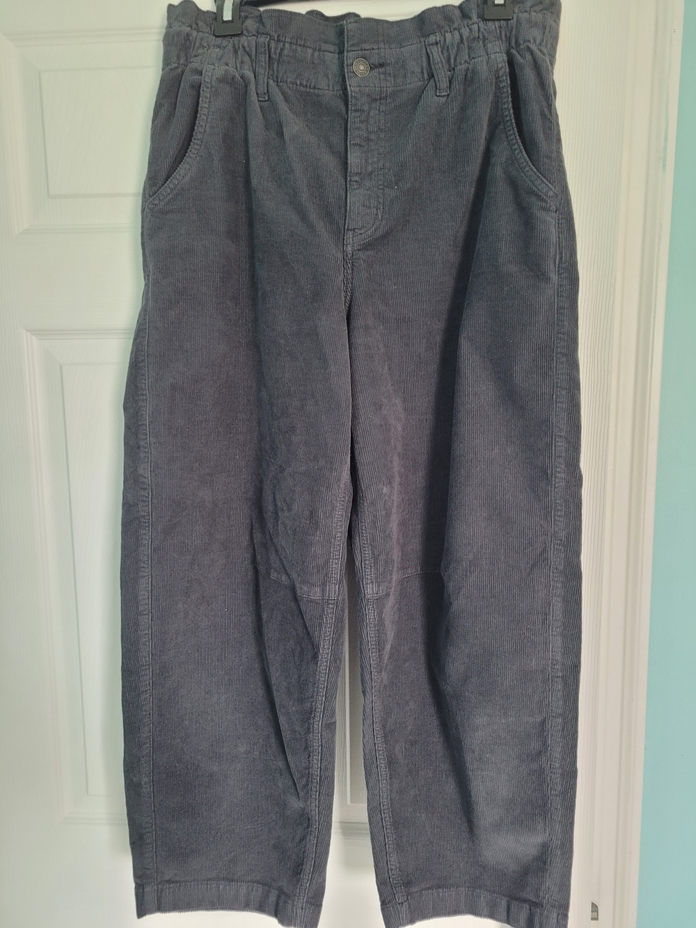 Womens Dark Gray Corduroy Pants - Relaxed Fit